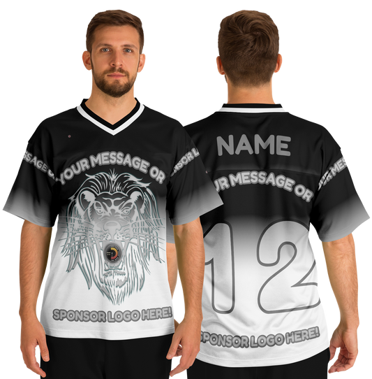 Just Being You, Your Way!-Activewear for Dudes | Add your text for free to this customizable all-over-printed football shirt.-Football Jersey - AOP - LG P1
