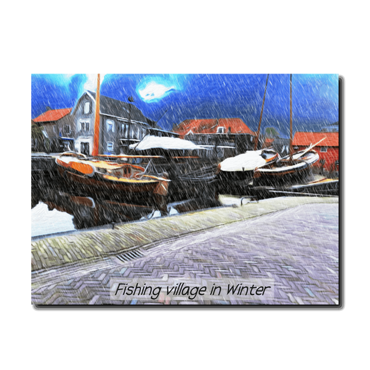 Just Being You, Your Way!-Canvas Wall Art | Fishing village in a snow storm-Canvas Print - FVSS P0P1P2P3